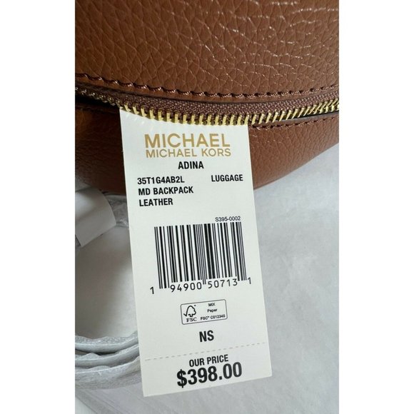 Michael Kors ADINA Pebbled Leather Medium Backpack, School Bag